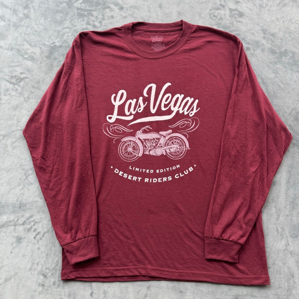 Jerzees Sport Las Vegas Desert Riders Club Long Sleeve T-Shirt Maroon Mens L